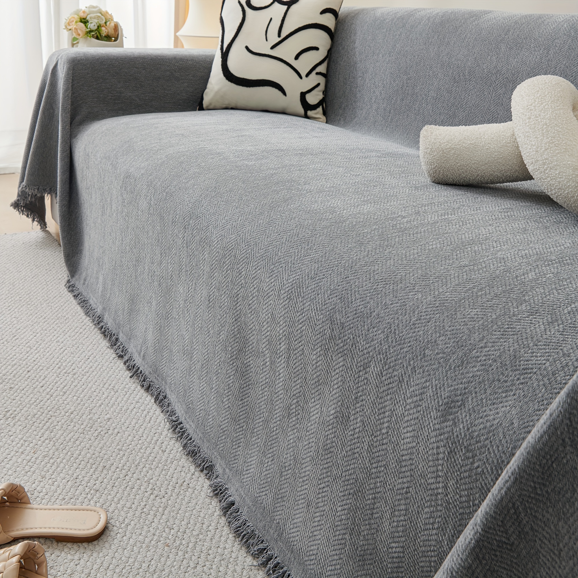 1pc solid color herringbone pattern sofa cover sofa blanket for 1 2 3 4 seater sofa covers l shaped corner universal sofa cover pet friendly sofa towel multi purpose sofa blanket suitable for bedroom living room decor