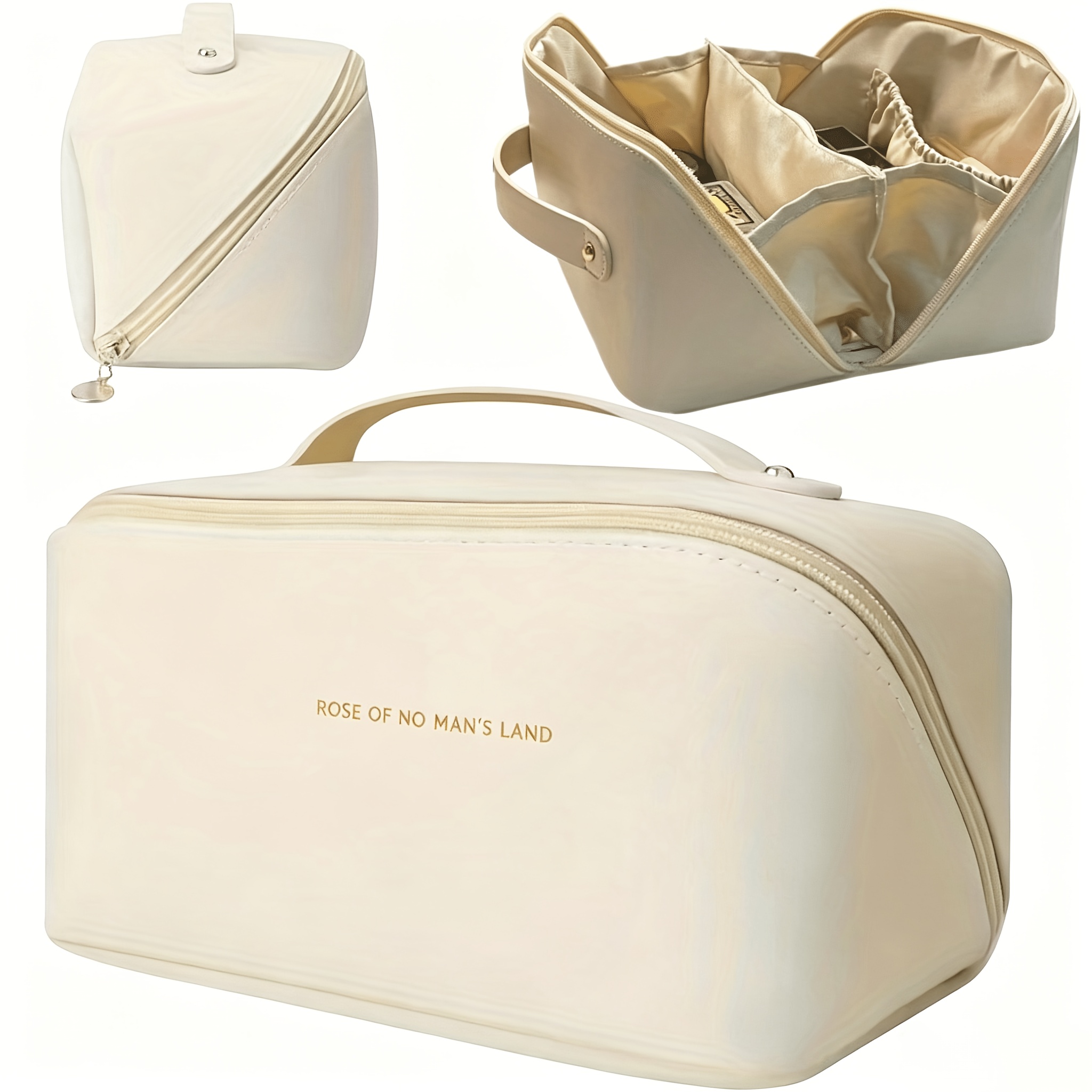 TEMU Sac de voyage extensible grande approuvé TSA - Trousse de Cosmétique et de toilette avec compartiments zippés, rose, convient aux femmes, salle