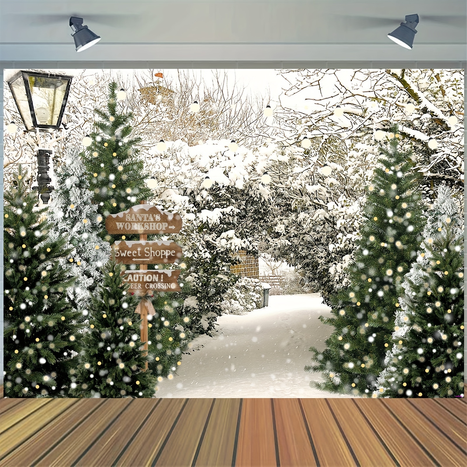 

1pc 7×5ft Winter Scenery Backdrop Glitter Snow Pine Tree Forest Landscape Photography Background Snowy Wonderland Christmas Party Decoration Banner Photo Props