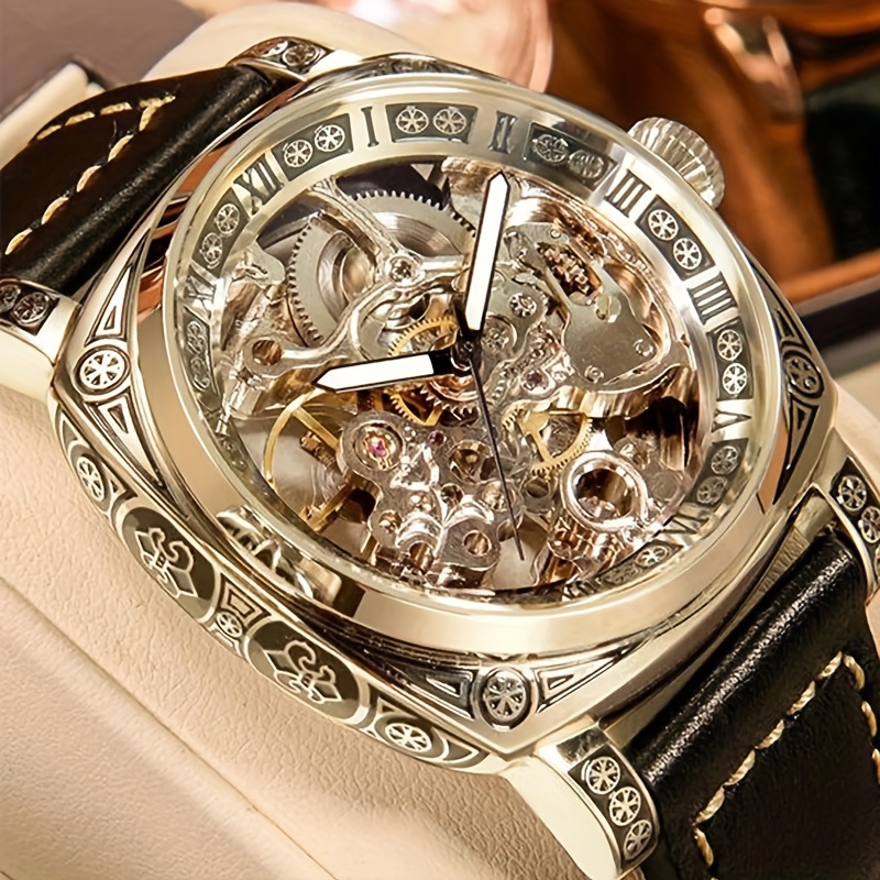 

A Men's Fashionable Trendy Carved Hollow Carved Fully Automatic Mechanical Watch