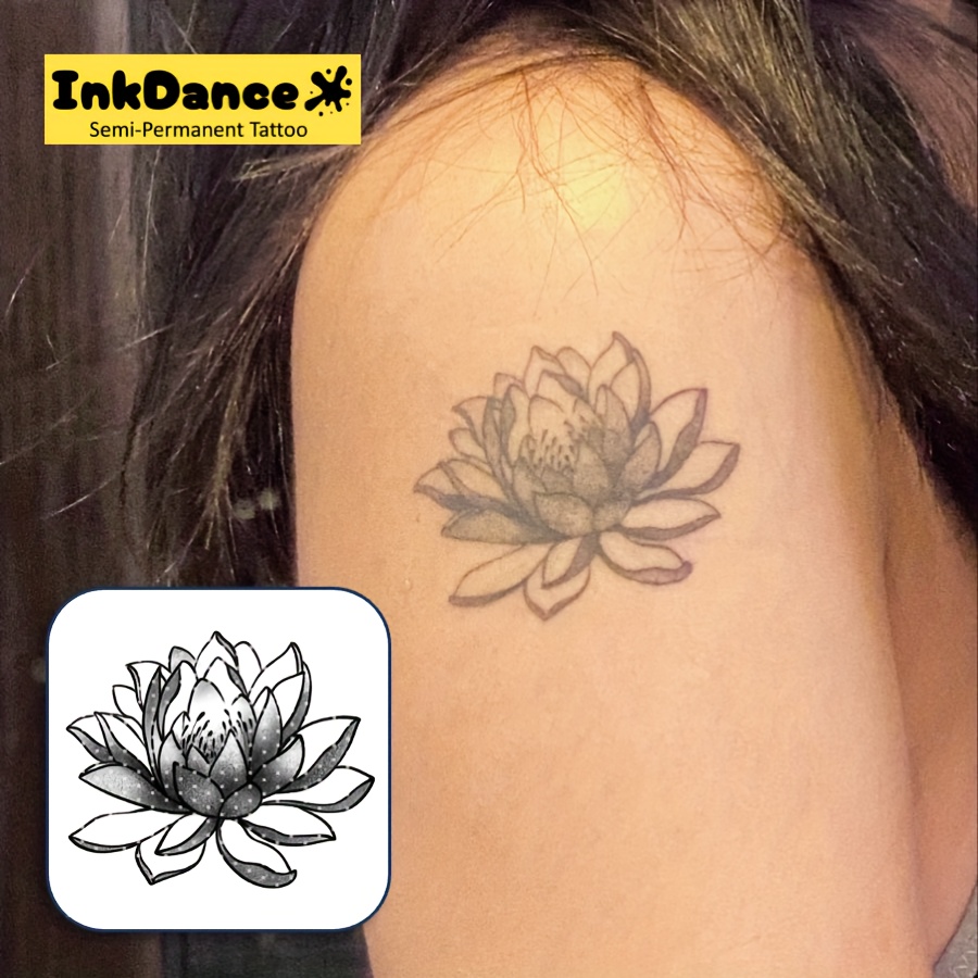 1 kit detailed for lotus   technology tattoos semi permanent tattoos flower temporary tattoos long lasting women   tattoos water resistant authentic tattoo look plant based present mnf032