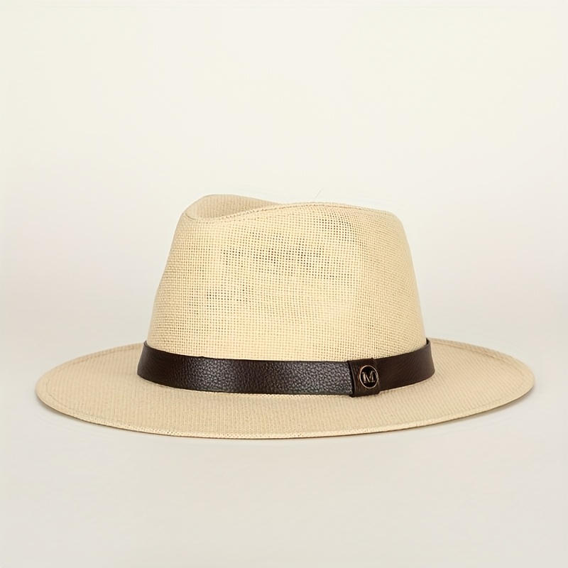 spring summer panama hat straw hat with letter belt decoration casual and stylish suitable for beach vacations