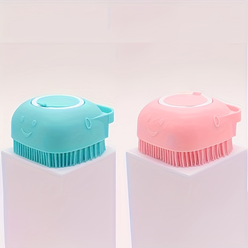 TEMU 2pcs Pet Shampoo Brush With Shampoo Storage - Gentle Massage And Grooming Tool For Dogs And Cats(blue & Pink), Grooming Kit For Dogs, Dog