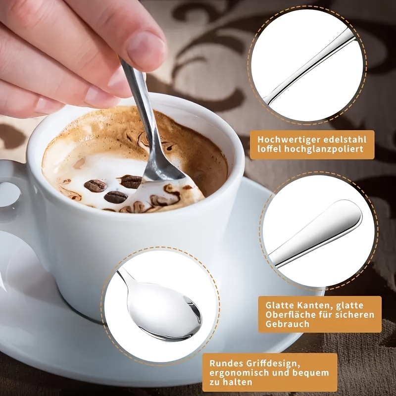 4 12pcs mini stainless steel coffee spoons set 5 3 espresso dessert spoons     cafes dishwasher safe polished silvery finish espresso accessories tea spoon tableware small dessert spoon details 3