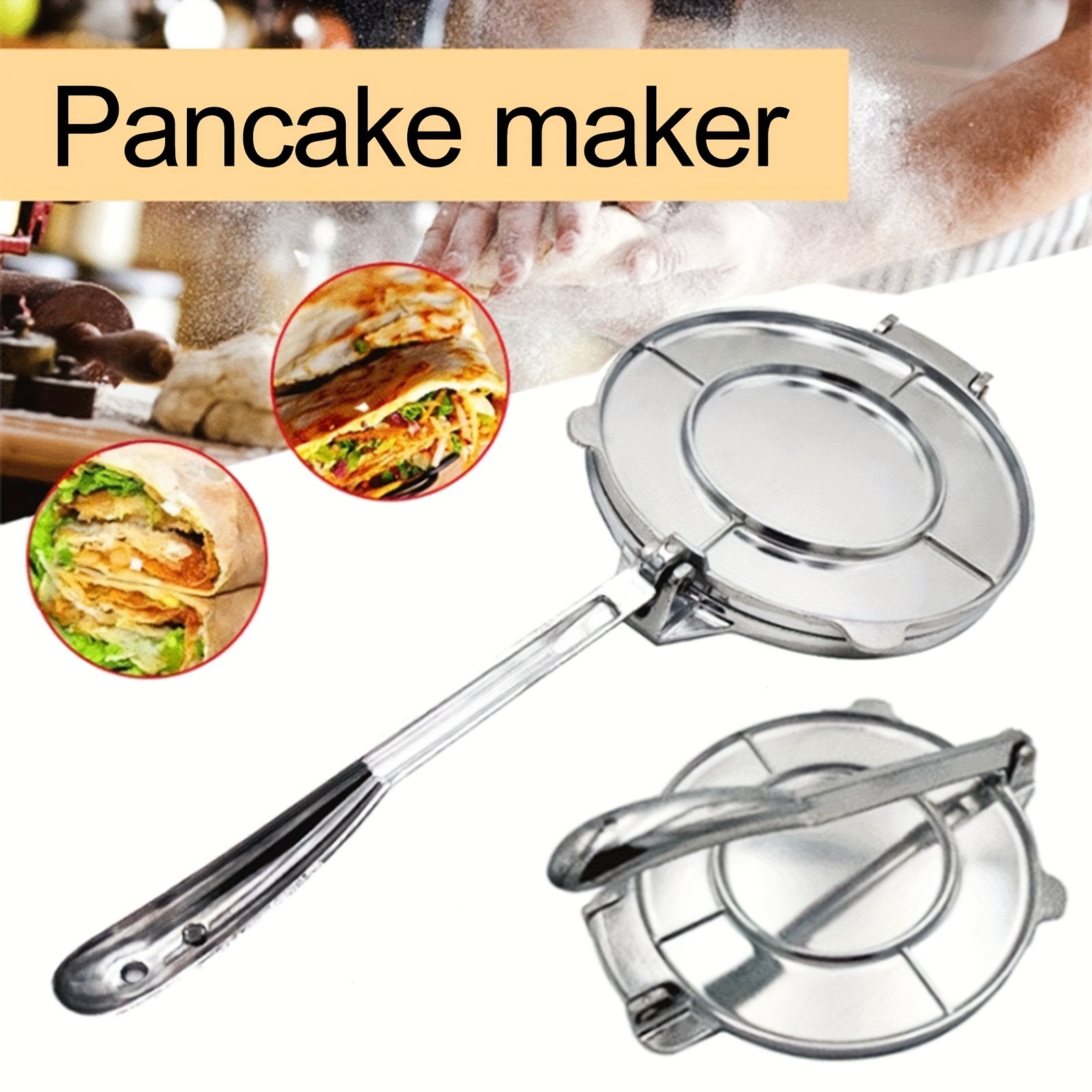 1pc tortilla press manual tortilla burrito press for pancakes tortillas dough and flour pressing tool cast iron tortilla press homemade pancake tool super durable kitchen supplies for restaurant diameter 16cm 20cm eid al adha mubarak