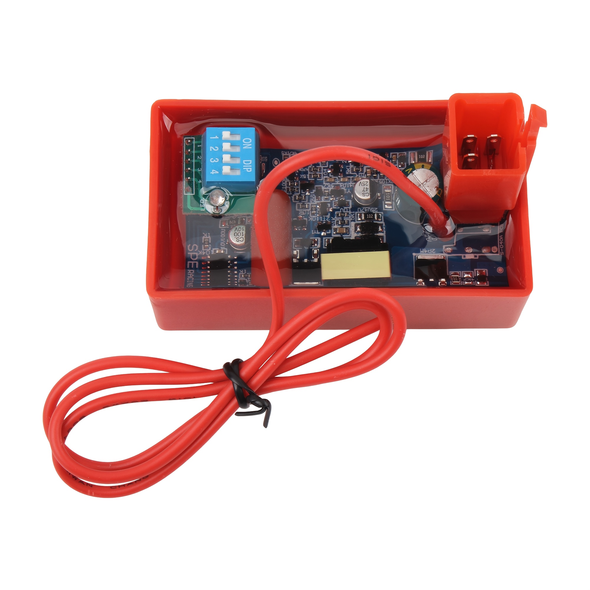TEMU Powermotor Compatible For Dy100 Lf110 Hj110 Motorcycle Cdi Ignition Box With Wiring Harness & Dip Switch - 5-pin Abs Racing Suitable For Scooter