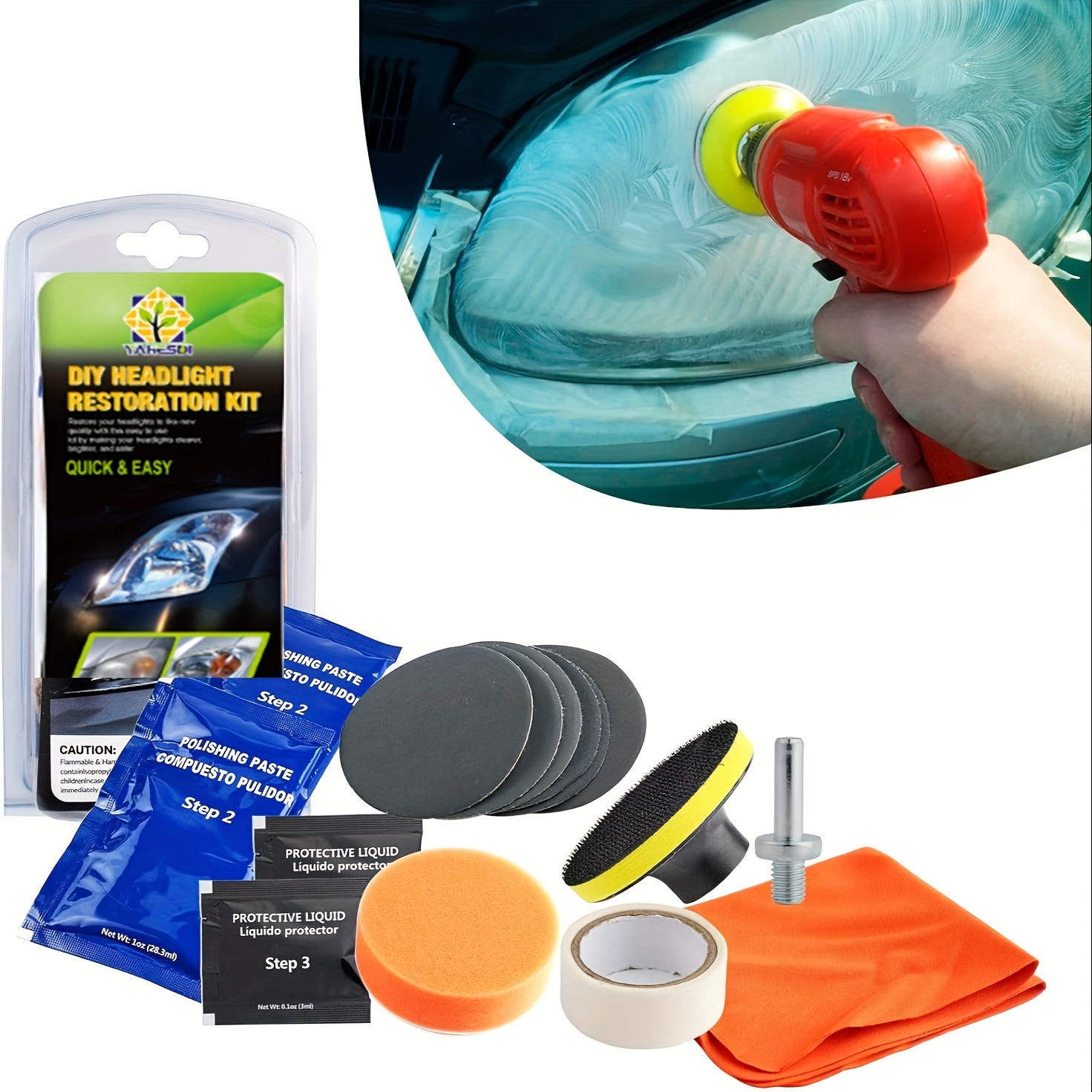 

Headlight Restoration Kit - Removes Scratches, & Yellowing - Car Light Polisher & Refurbish Agent - Car Paint Care Solution