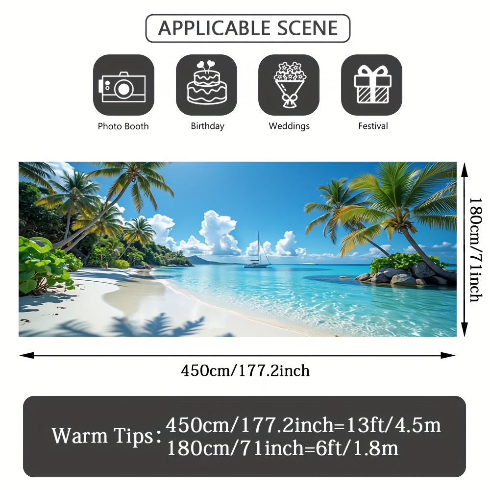 TEMU . Lebendiges Tropisches Hawaiisch Strand-Garagentor-Banner mit Palmen & Türkisfarbenem Wasser - 2D Flachdruck Außendekoration für Herbstfeiern,