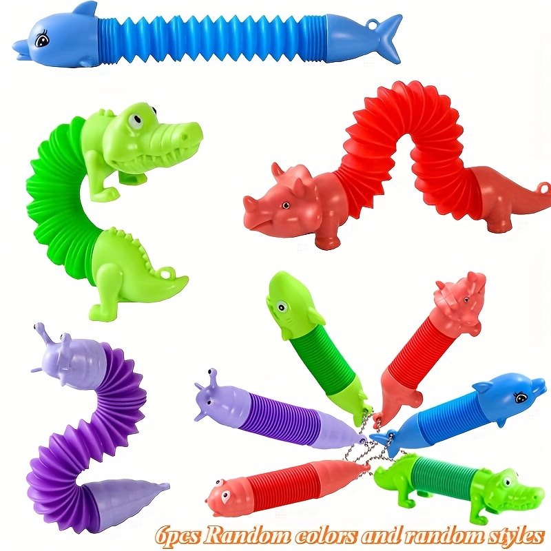 TEMU 6pcs Animal Pop Tubes, Mini Keychain Pop Tubes, Party Toys, Sensory Toys, Party Favorites, Classroom Prizes, Travel Toys, Mini Toys