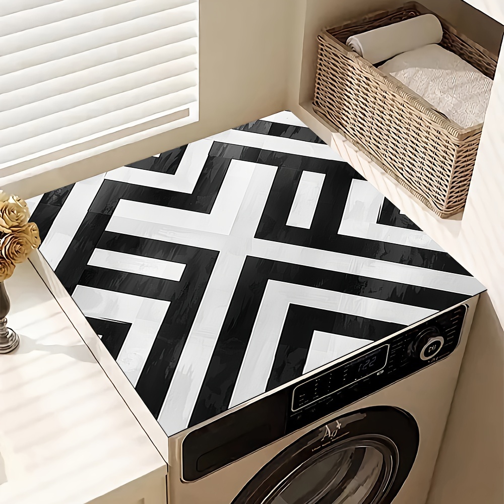 

Geometric Pattern Non-slip Washer & Dryer Mat - 20x24/24x24in, Protective Dust Cover For Laundry Appliances, Polyester, Ideal For Home & Bathroom Decor