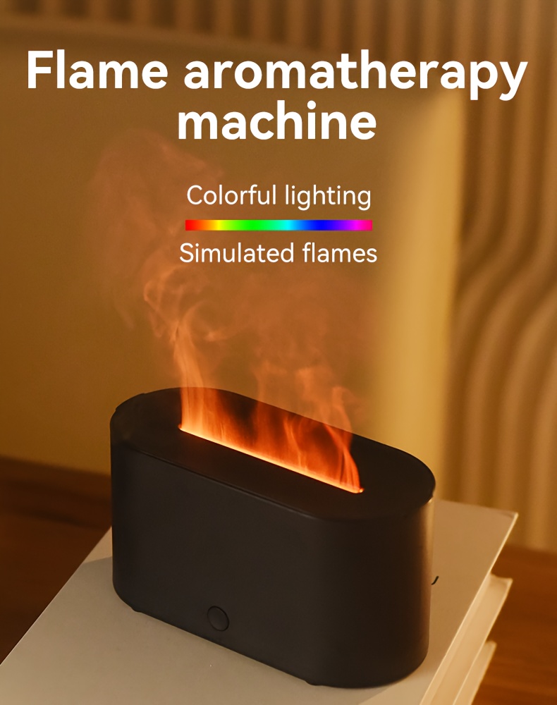 USB-Powered Soundwave technology Flame Humidifier & Aroma Diffuser with 7-Color Changing Night Light, Auto Shut-Off Timer, Low-Voltage Protection, Real Flame Effect & Essential Oil Diffuser - ABS/PP Cool Mist Humidifier for Home, Office, Yoga