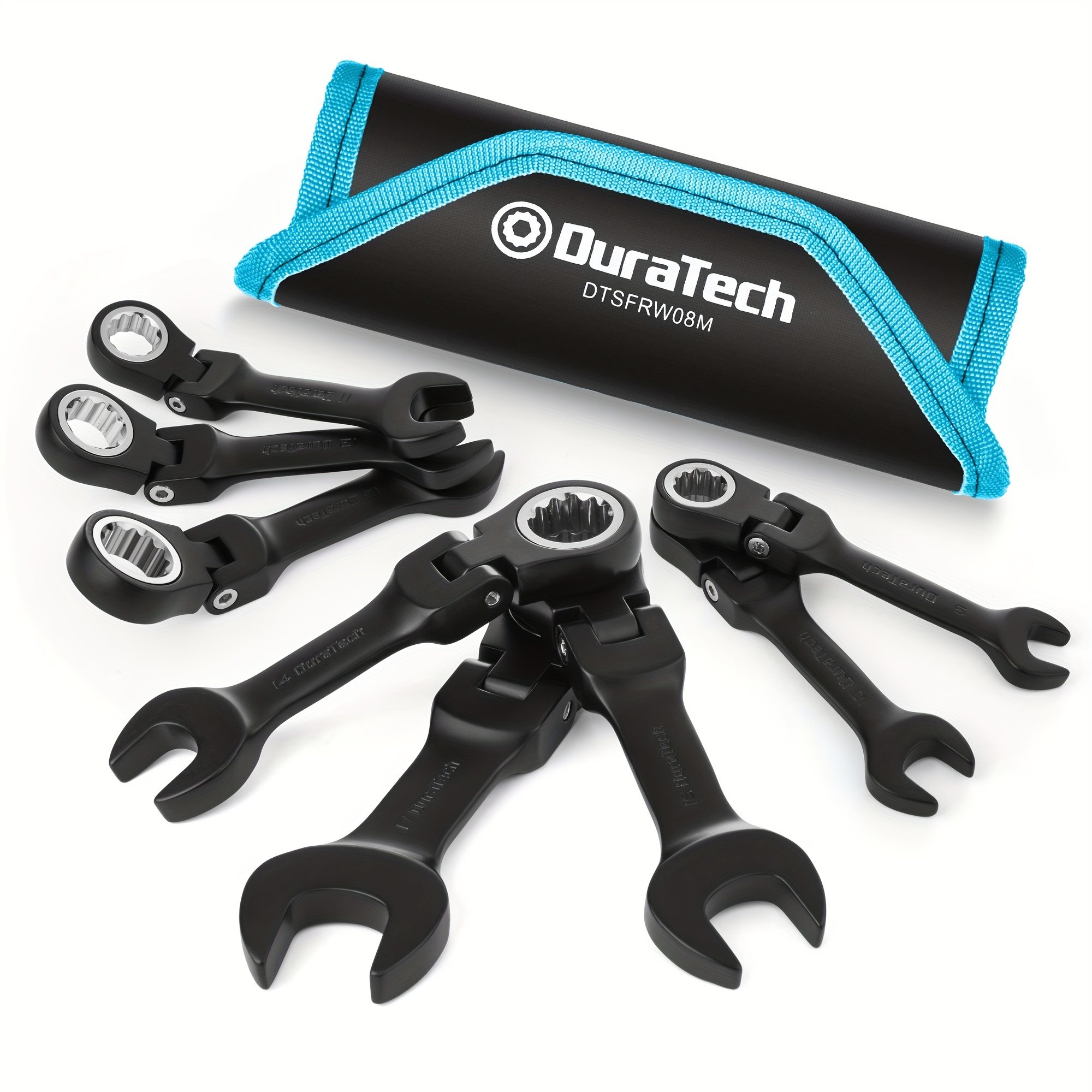 

Duratech Flex-head Ratcheting Combination Wrench Set, 8-piece, Metric, 17mm, Cr-, Black Electrophoretic Coating, With Rolling Pouch