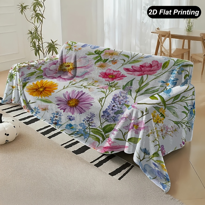 TEMU 1pc Sofa Towel, Watercolor Floral Pastel White Seamless Peony Suitable For , Multifunctional, Machine Washable Sofa Cover, Suitable For