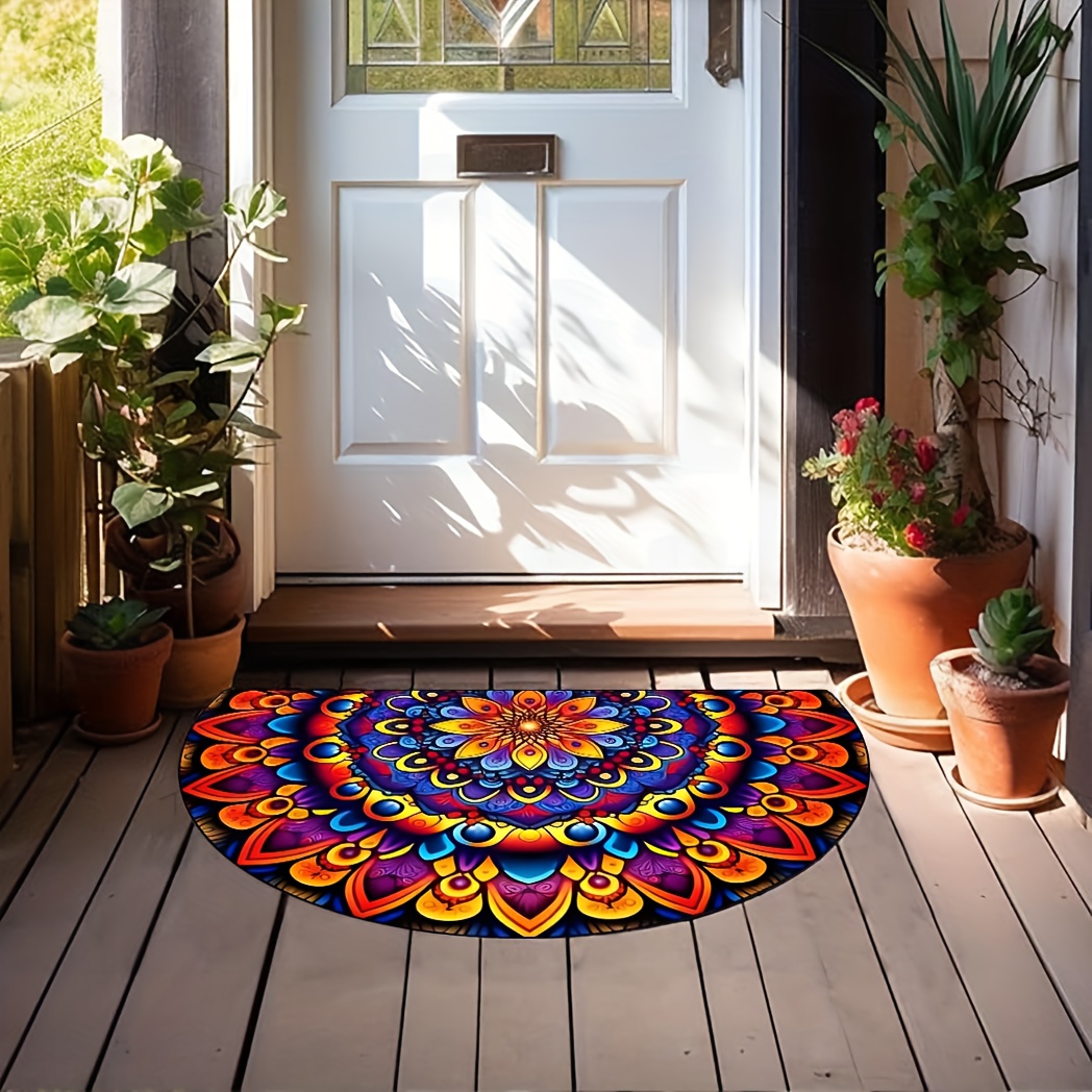 2d Bohemian Mandala Welcome Mat - Vibrant, Colorful Polyester Mat, Durable, Non-slip And Easy To Clean, Ideal For Entryway, Kitchen, Bathroom - Decor Gift, Bathroom Mat