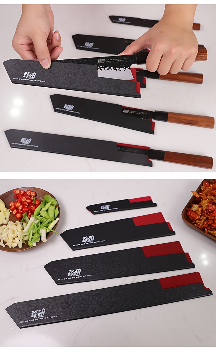   brand 4 12pcs knife   guard black universal pp plastic sheath non toxic knife sheath chef kitchen knife blade protector convenient storage knife cover details 8