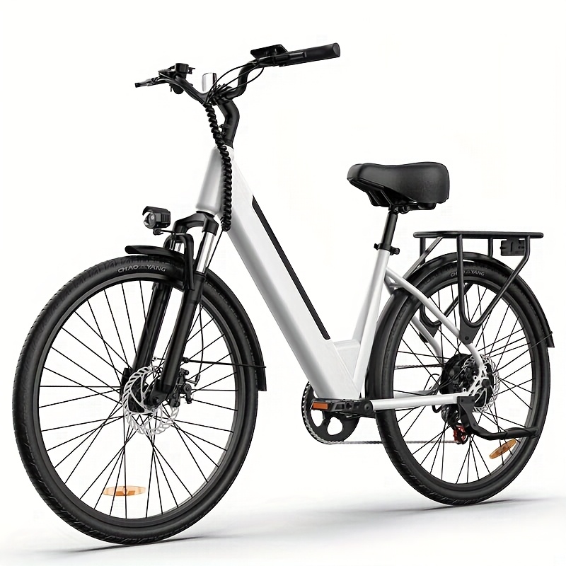   e26 electric bike for adults 26 commuter ebike with 48  4ah removable battery     miles range dual shock absorbers   city commuting outdoor adventure white