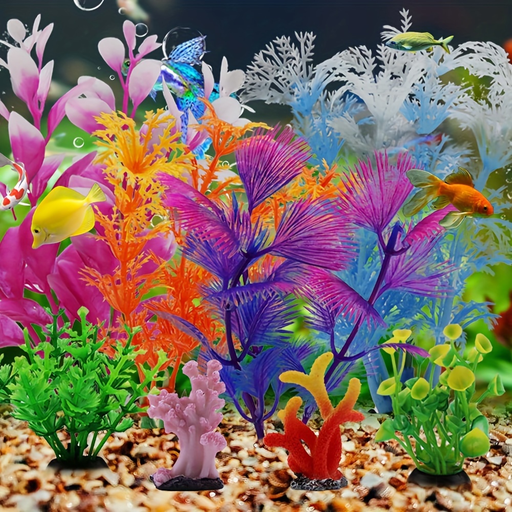 

8pcs Aquarium Decorations, Simulated Colored Coral , Resin Craft Decoration, Aquarium Fish Landscape Decoration, Water Grass Plastic False Water Grass