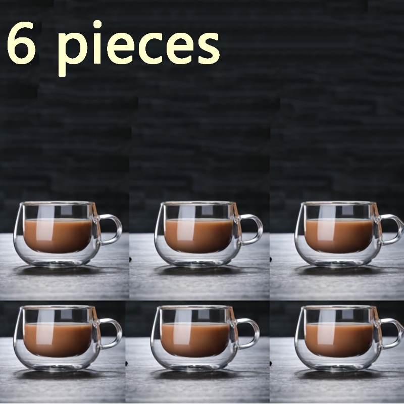 

Ensemble de 6 Mini Tasses à Café en Verre à Double Paroi - Résistantes à la Chaleur, Tasses à Espresso Réutilisables pour Toutes - Cadeau d'Anniversaire Idéal