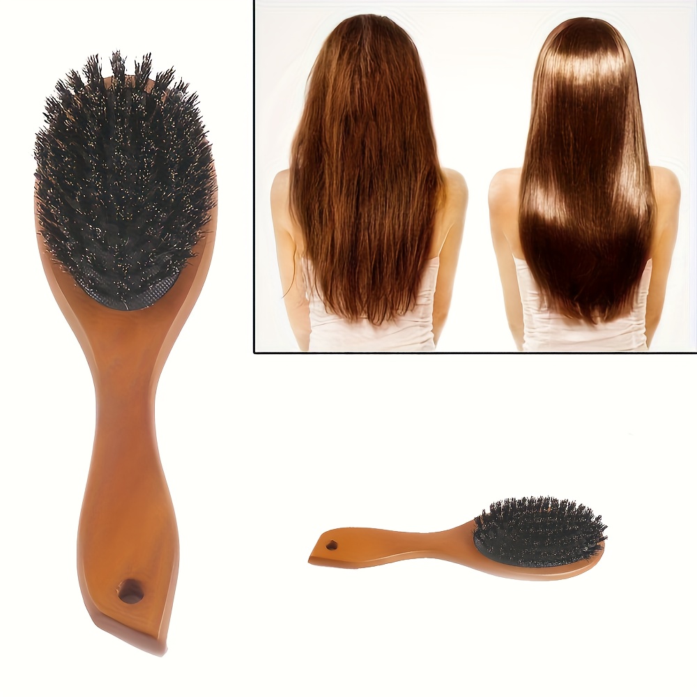 Anti-Static Bristle Hair Brush, Professional Salon Comb with Gentle Scalp Massage, Portable for All Hair Types, Styling Tool & Accessory