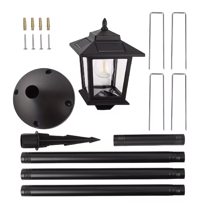 2-Pack Solar Lamp Post Lights - IP44 Waterproof Dusk-to-Dawn Outdoor Pathway Lighting, Warm White
