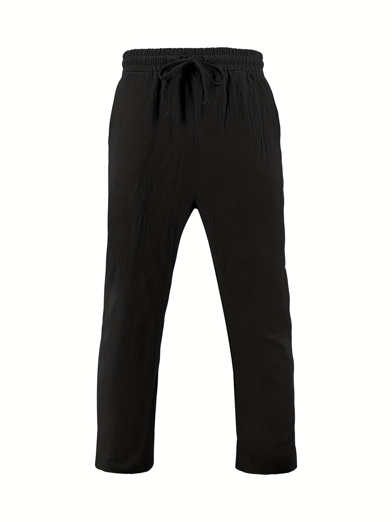 Men'S Summer Linen Casual Short Sleeve Shirt And Loose Beach Long Pants Set
