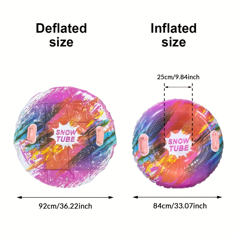 1pc Heavy-Duty PVC Inflatable Snow Tube with Air -Compatible Connection - Large Blue/Green/Yellow/Black Winter Ring & s, Thick-Rated Tube for Ski Resorts, Snow Parks, Backyard Snow Tubing (No Included)