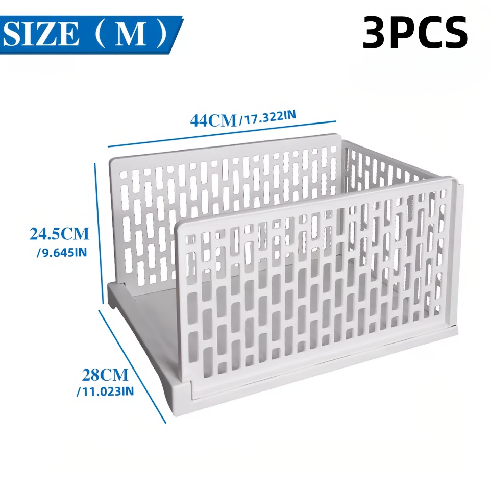 TEMU 3pcs Multifunctional Trolley, Push Cabinet, Wardrobe Storage Box, Wardrobe Clothing Organization Box Pp Material Is Solid And Durable