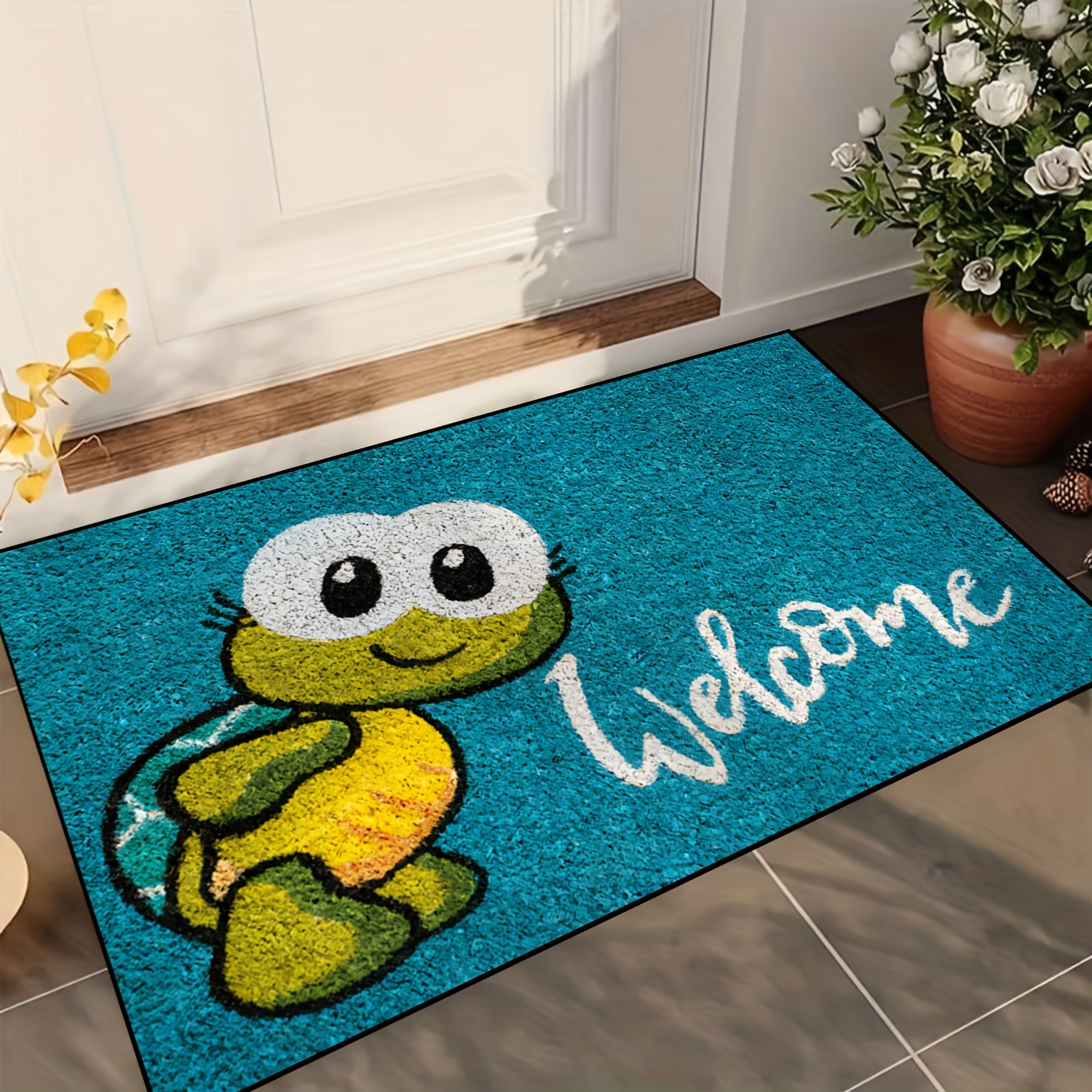 Door Mat for Bedroom Decor, Summer Fruit Theme Lemon Pattern Flo 並行輸入品 Star Half Moon Doormat Natural | Garden Trading