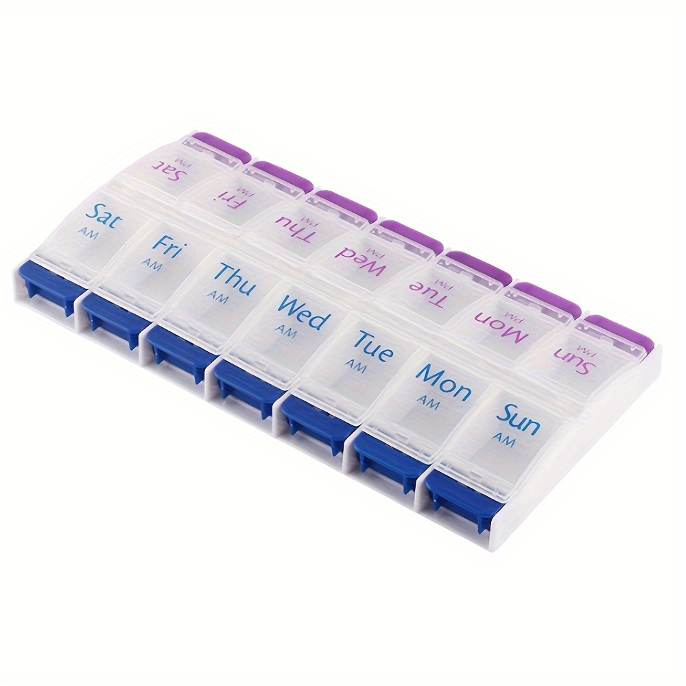 

7-day Pill Organizer With Am/pm Compartments - Large, Arthritis-friendly Medicine & Vitamin Case With Clear Lids