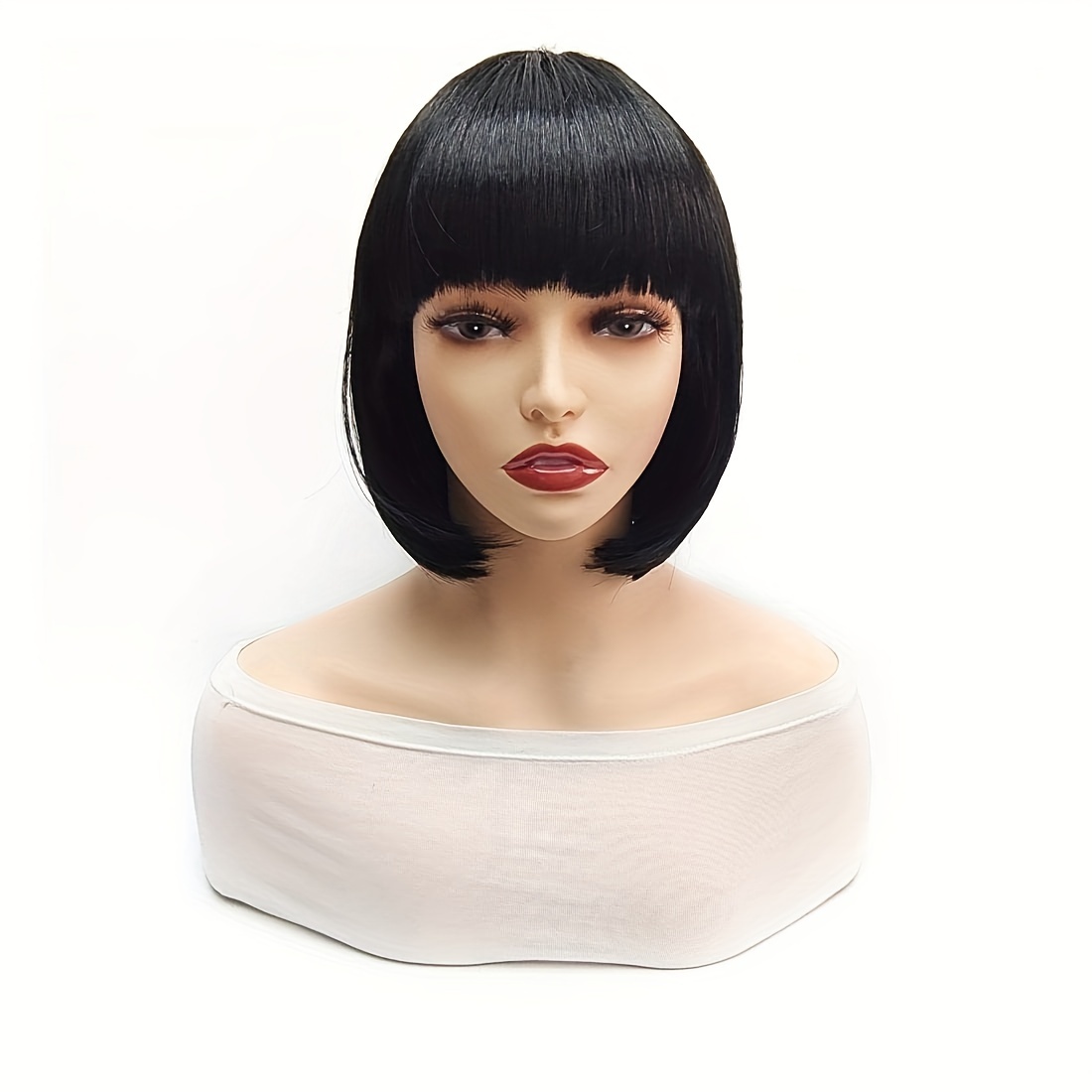 

12 Inch Short Straight Bob Wig With Bangs Synthetic Colorful Cosplay Daily Party Flapper Wig For Women