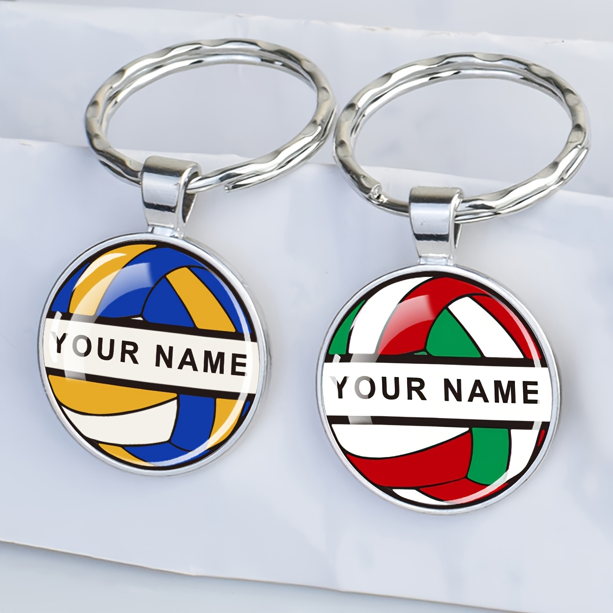 

1pc Personalized Volleyball Keychain - Name , Zinc Alloy Keyring, Pendant, , Commemorative