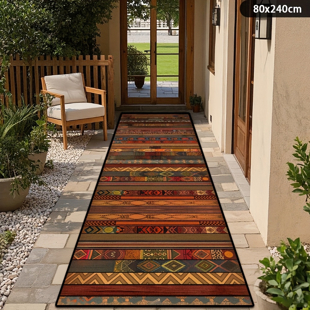 TEMU 1pc, Red Beautiful Moroccan Tribal Style Long Carpet, Soft And Comfortable Bedroom Bedside Decorative Mat, Practical Outdoor Courtyard Garden