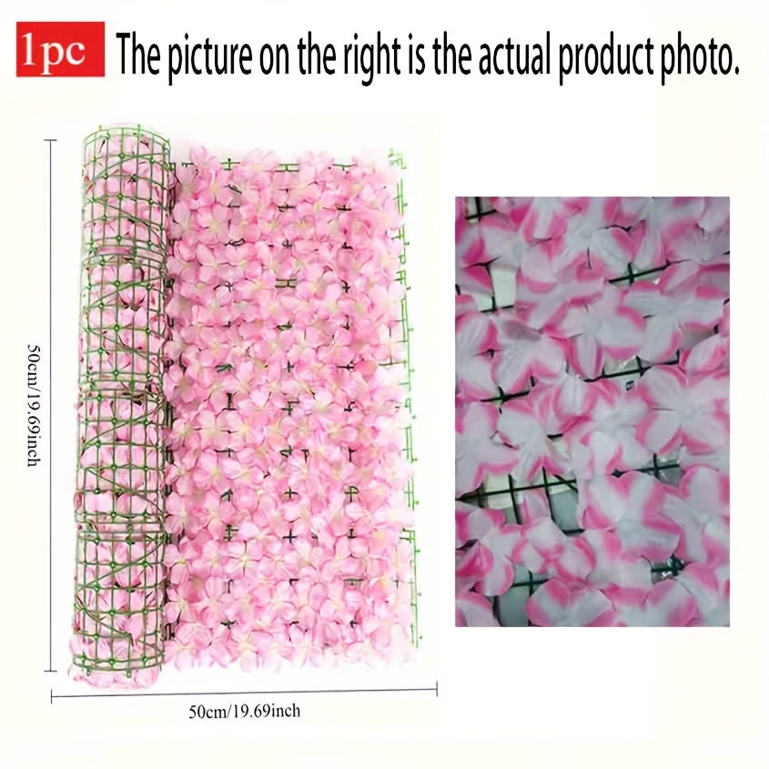 Image of Artificial Ivy Privacy Fence Screen With Pink Flowers - Durable Plastic Outdoor Decoration For Gardens, , - Weather Resistant Low Maintenance Fence Covering And Background, , External Fence