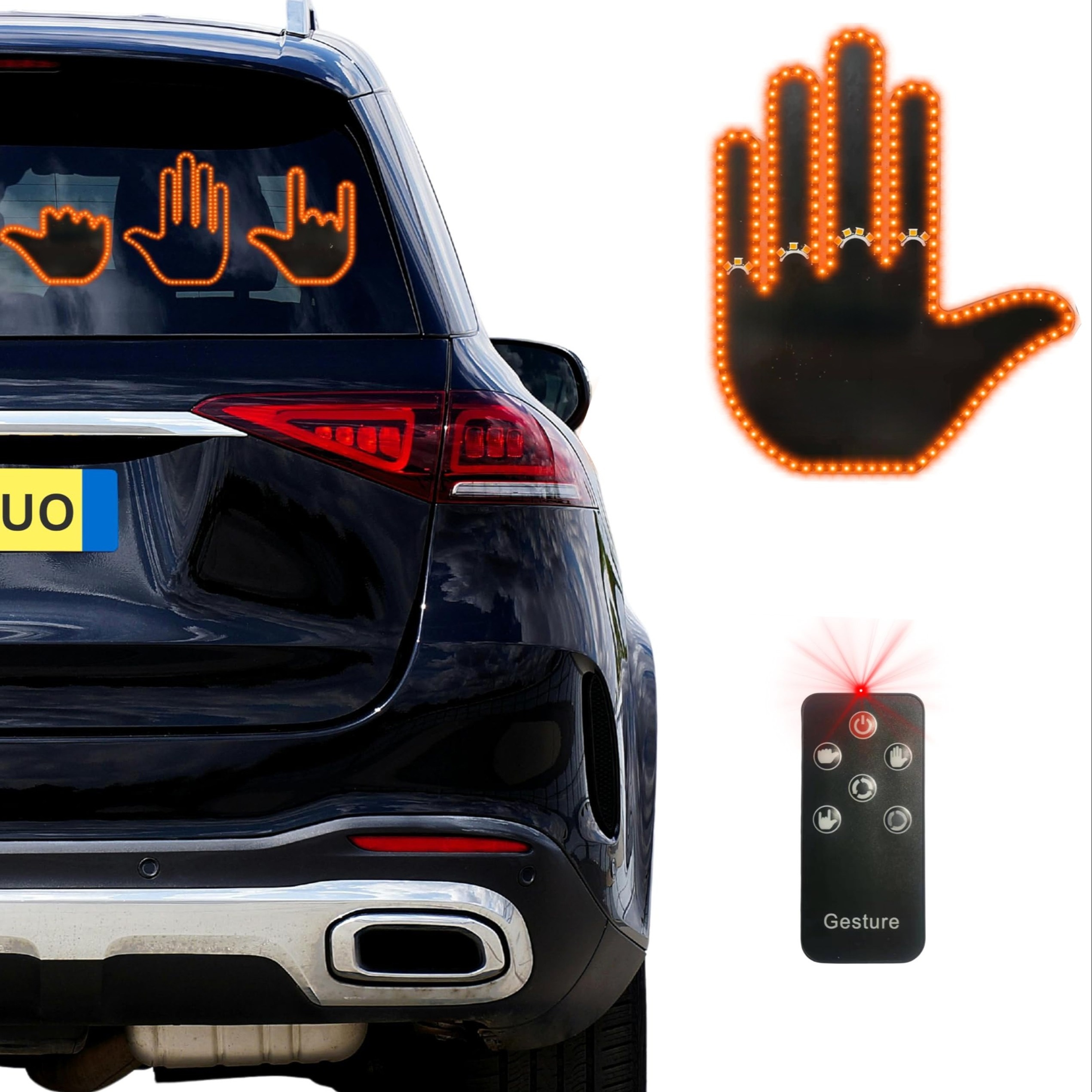 

Motomate For 3 Lighting Modes Car Finger Light With Remote Car Light Funny Back Window Sign Car Accessories For Man Battery Powered