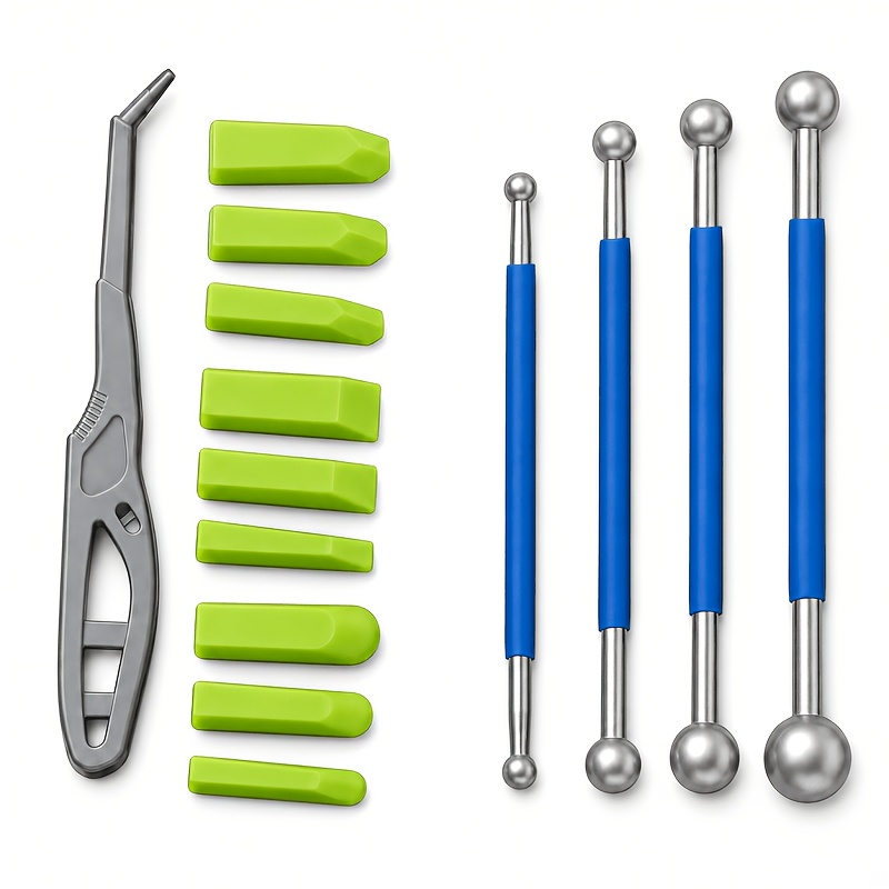 TEMU Full Set Of Tile Grout Seam Manual Tools, Multi- Double Head Pressing Rod, Edge Trimming Scraper Heads With Scraper, Home Decoration Grouting