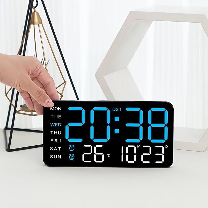 Horloge Murale Numérique USB - Grand écran LED, Compte à Rebours, Mémoire Après Coupure - Bleu - 8