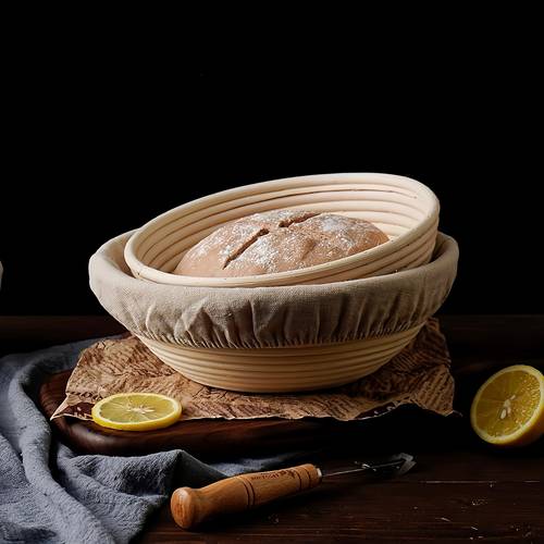 complete set of sourdough bread baking tools including lined proofing baskets dough scrapers bread lame dough mixers and special additions for beginners and bakers