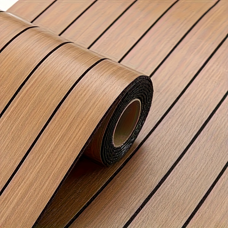TEMU Roll Of Self-adhesive Wallpaper With A 3d Textured Design, Made From Thick, Waterproof Foam. Features Wood And Brick Patterns, Suitable For