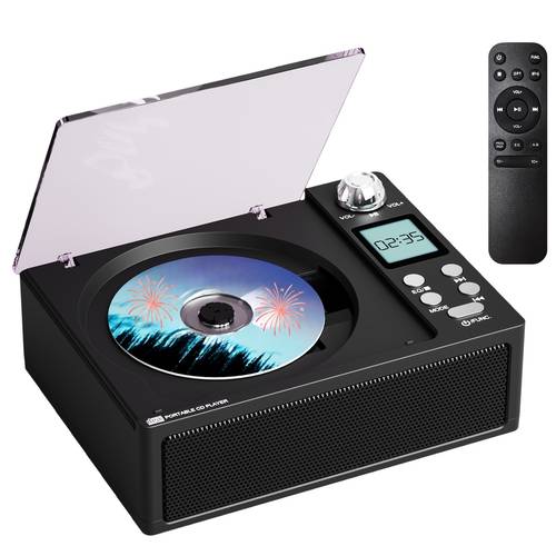 portable cd player home desktop cd player with rechargeable battery dual speakers support for opt usb tf card aux fm with remote control lcd display 3 5mm headphone jack