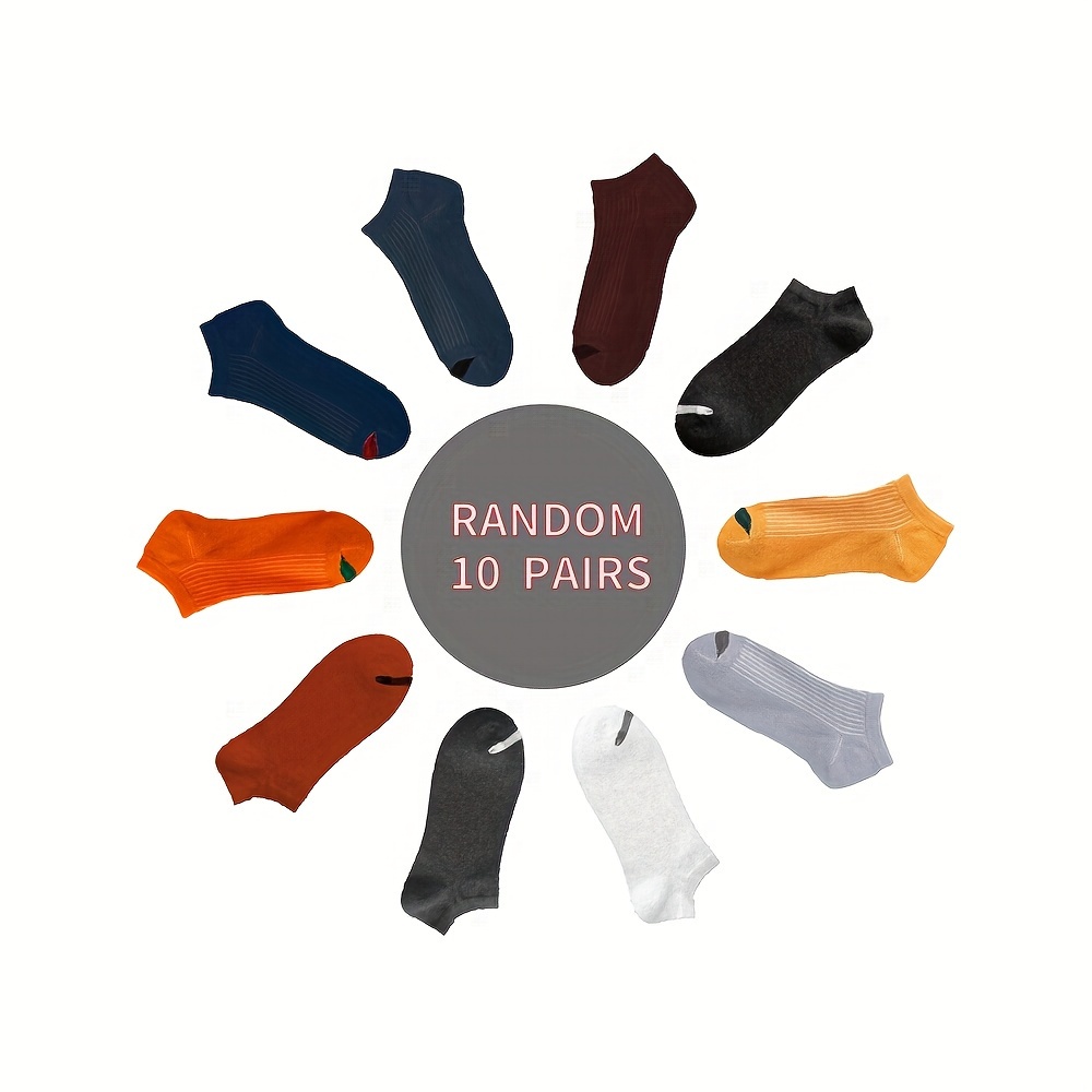 

Men's Polyester Ankle & Liner Socks - 10/ Pairs Assorted Mix, Spring/summer Thin Invisible Breathable Socks, Machine Washable, Solid Colors, Knit Fabric With 95% Polyester 5% Elastane