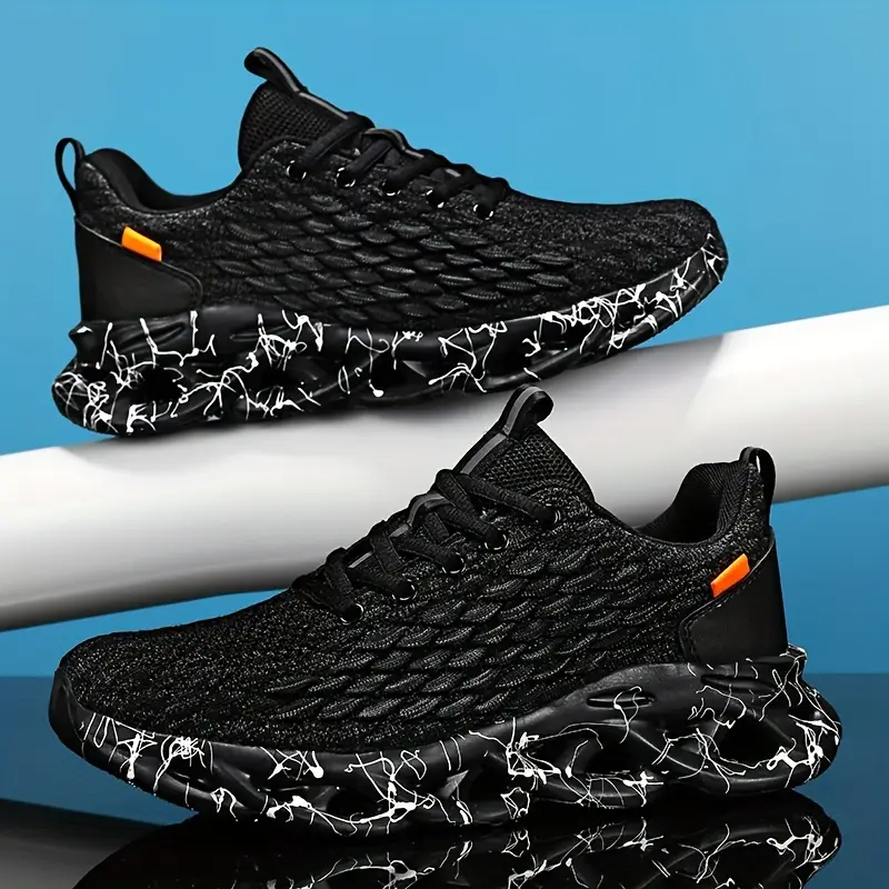 mens breathable running shoes non slip sneakers for lace up athletic footwear details 4