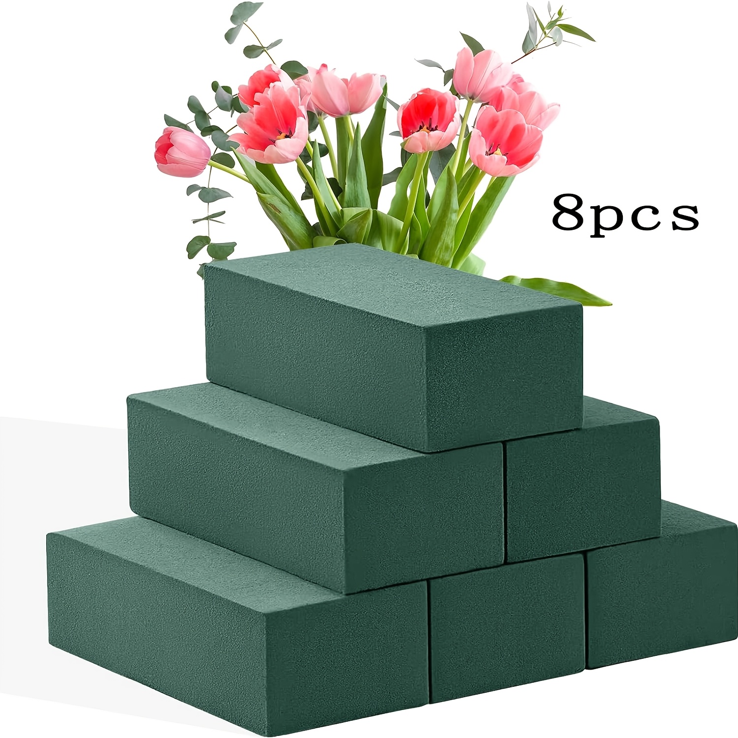 

Lot de 8 de Mousse Florale Verte pour Fleurs Fraîches & en Soie, 4.33" x 2.95" x 1.5" - Idéal pour Arrangements, Plantation et Loisirs Créatifs DIY