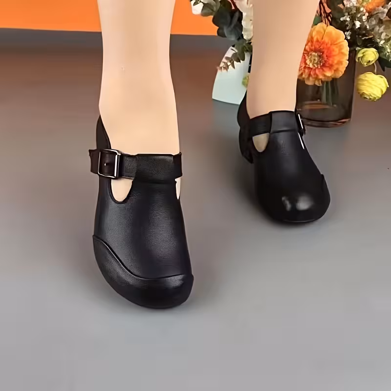 womens retro chunky heels round toe strap pumps comfy versatile casual wear shoes Product details 1