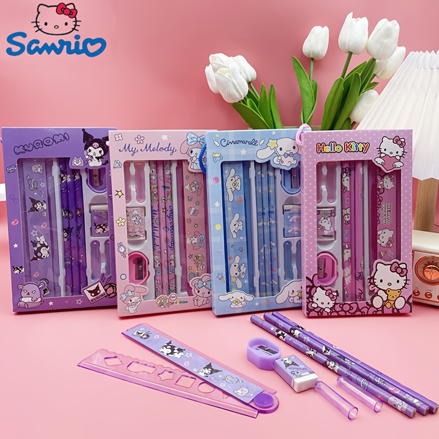 

Sanrio Cinnamoroll & For Kuromi Stationery Set, 8pcs Gifts Box Set, Pencil, Ruler, Eraser And Accessories For Students, Cute Cartoon Office Supplies For Daily Use, Christmas Gifts