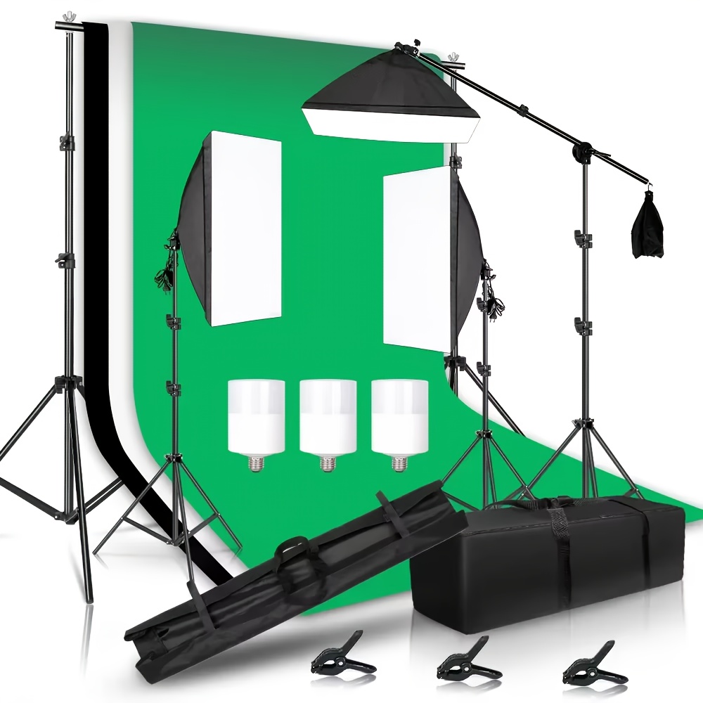 photo studio lighting kit 2x2m background stan system with 3pcs backdrop photography led light softbox tripod stand