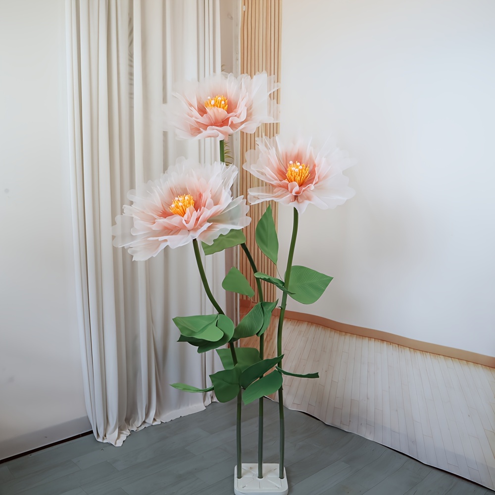 TEMU Ensemble de 3 pièces de gaze colorée pour fond de mariage, décoration de fleurs de chemin, décoration de fenêtre, grandes fleurs pour décoration