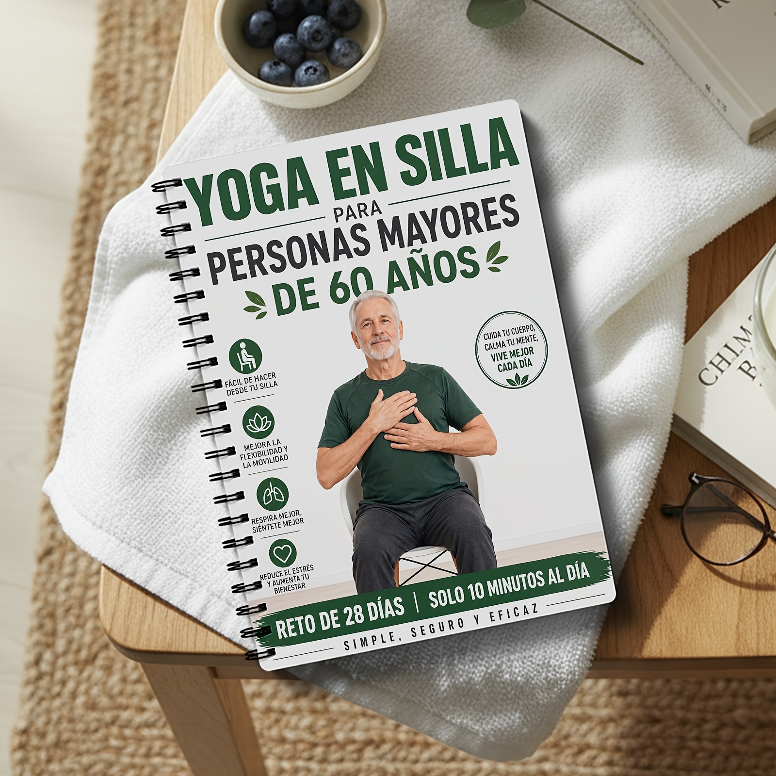 TEMU Libro planificador de yoga en silla en español: de ejercicios diarios de , adecuado para trabajadores remotos y oficina en casa, plan de