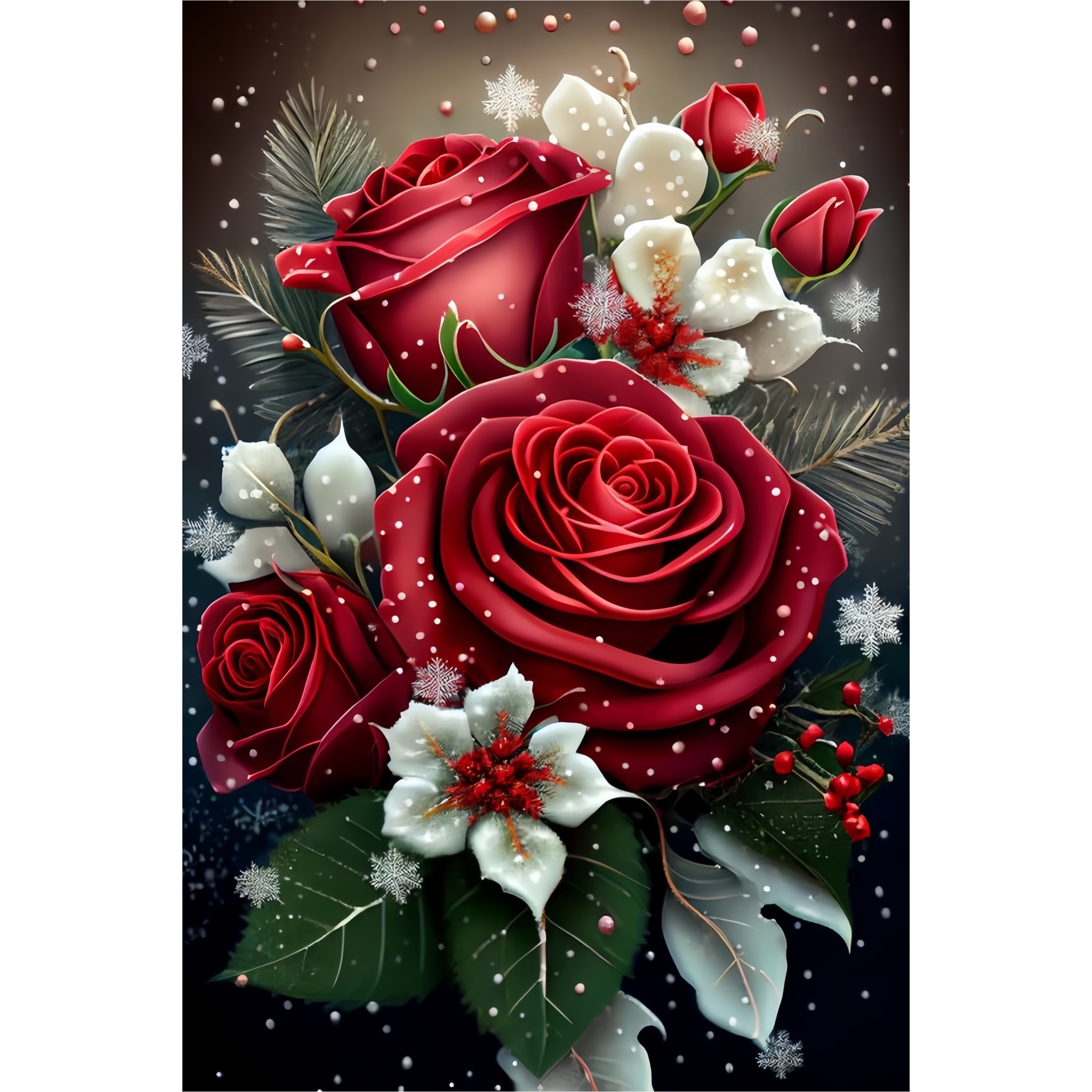 

Floral Diamond Painting Kit: Create A Stunning Rose Bouquet With 7.87x11.81inch Canvas And Round Diamond Beads - Perfect For Home Decor