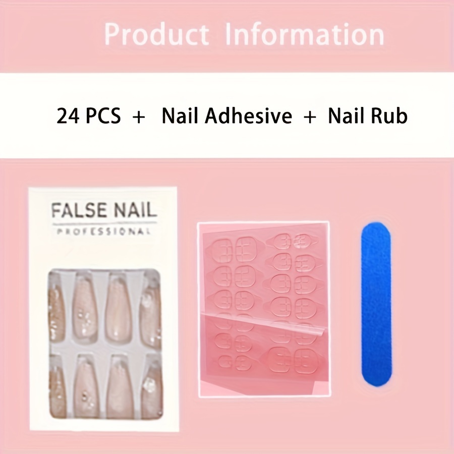 24pcs press on toe nails elegant pink glitter glossy   false nails   nail kit for women and girls removable with jelly   nail file included Product details 3