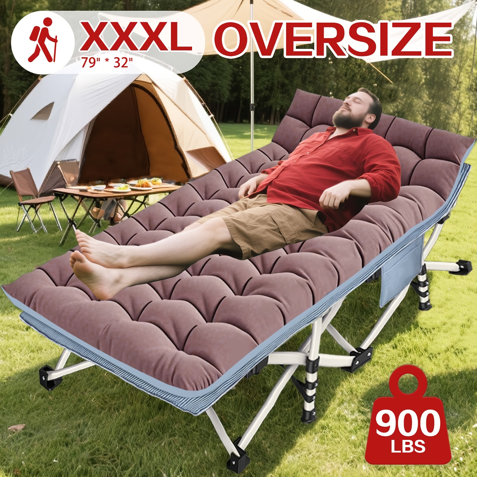 79 x 32 x 18 camping cot mattress oversize width xxl folding Temu